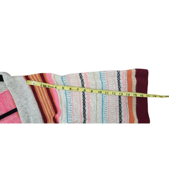 Vtg Y2k Free People Cardigan Sweater S Stripe Pink Red Turquoise Kimono Open - Picture 10 of 11